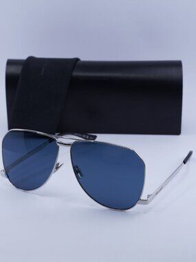 Saint Laurent SL690 DUST 003 Aviator Sunglasses - Silver/Blue